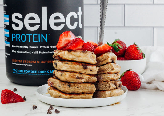 Chocolate Covered Strawberry Protein Pancakes