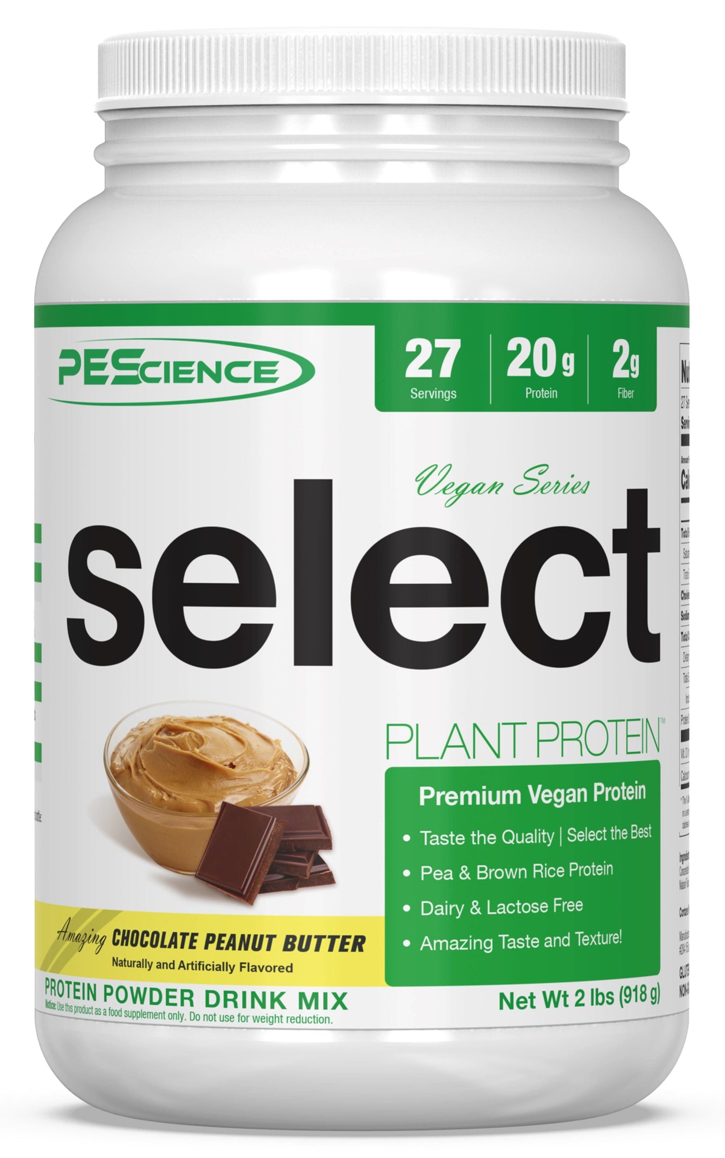 PEScienceCA Select Vegan Protein Vegan Chocolate Peanut Butter 27