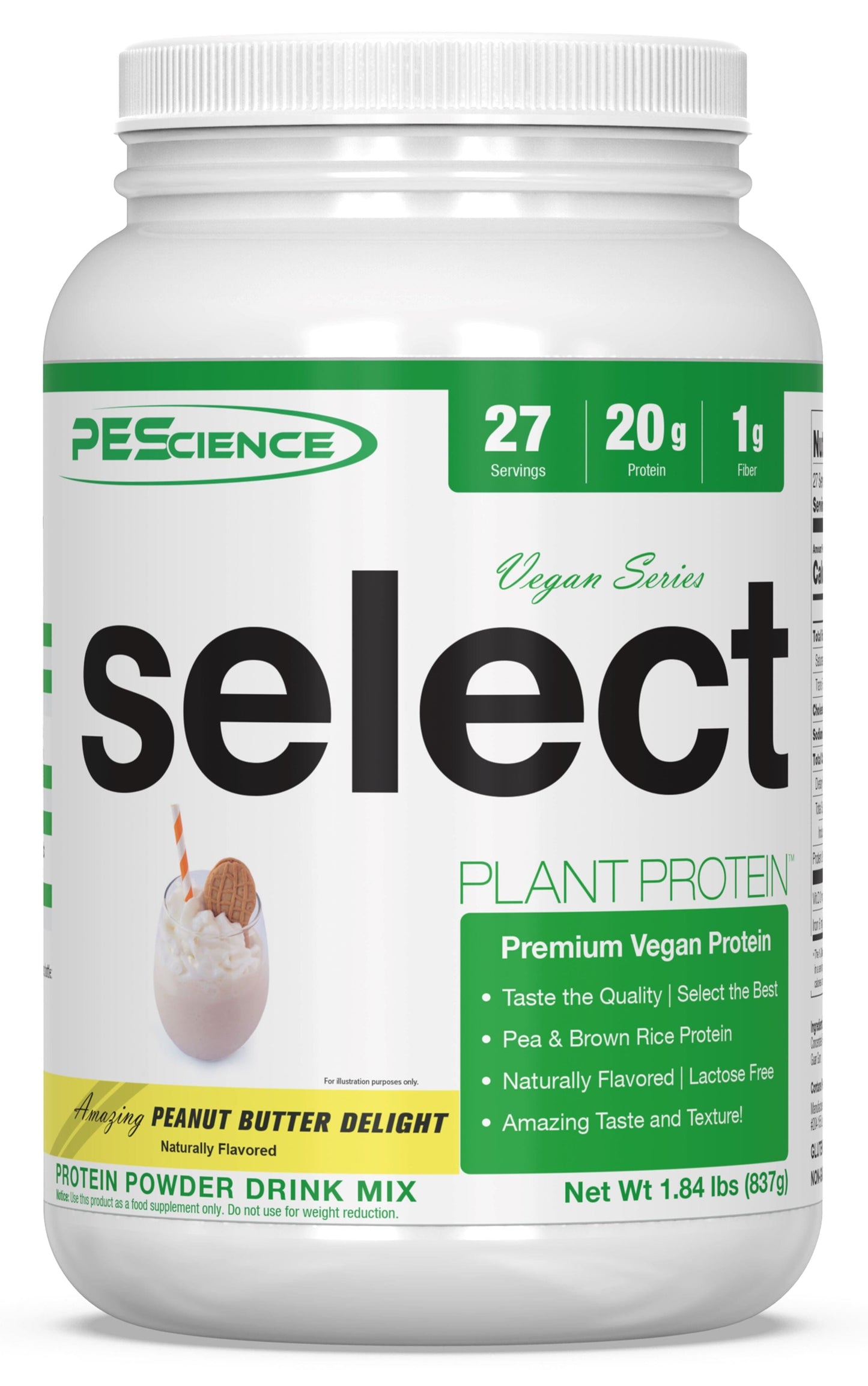 PEScienceCA Select Vegan Protein Vegan Peanut Butter Delight 27