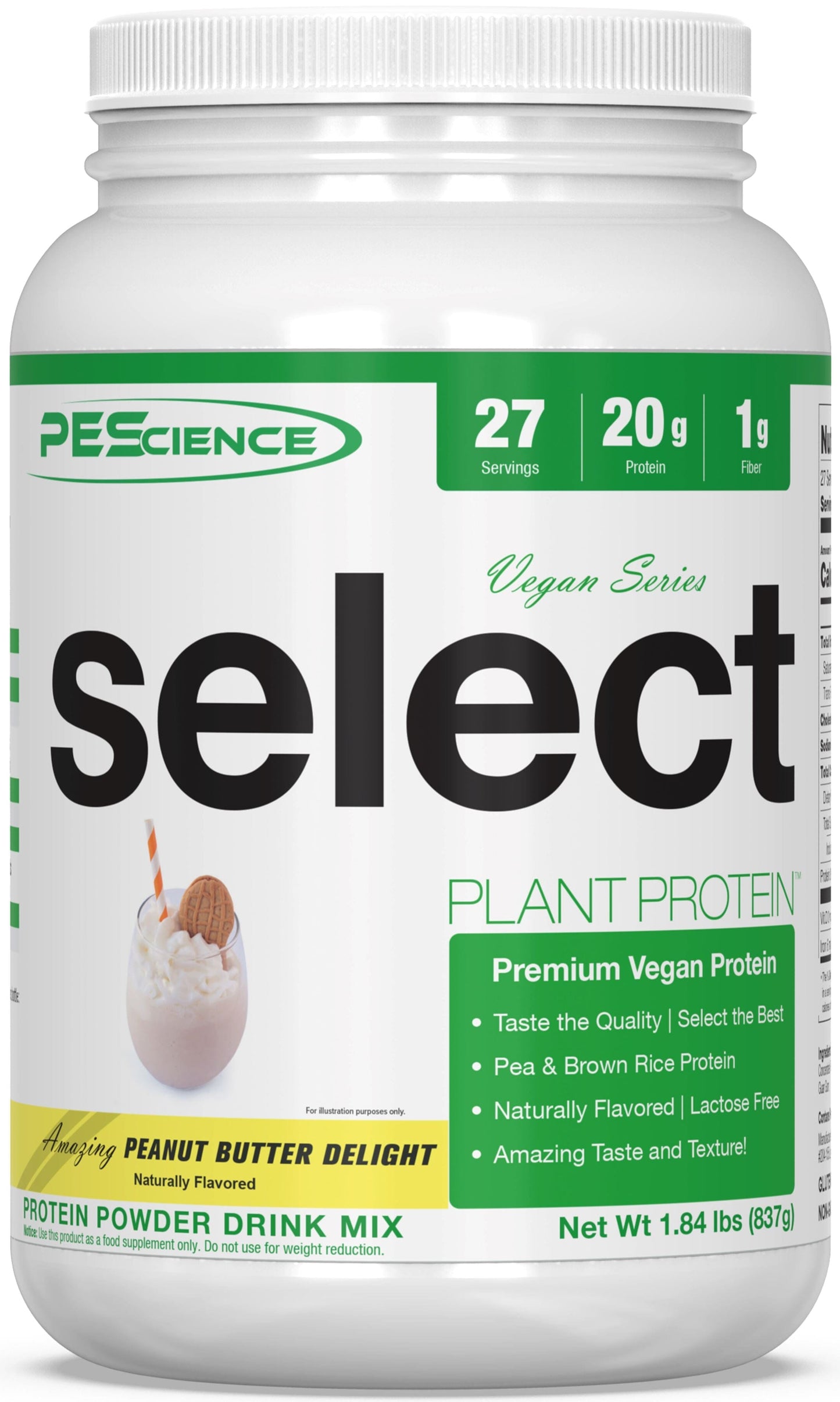 PEScienceCA Select Vegan Protein Vegan Peanut Butter Delight 27