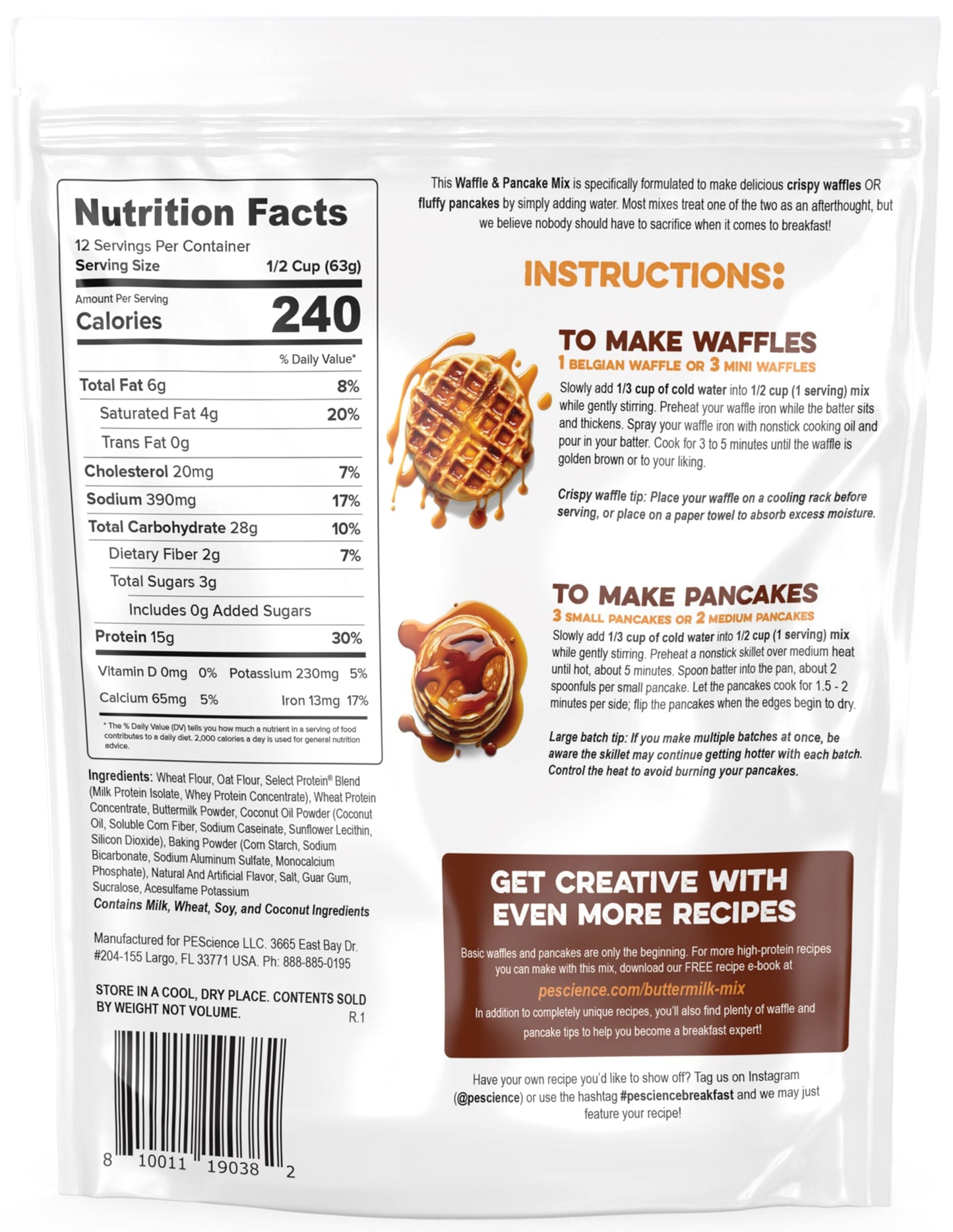 Pancake & Waffle Mix Canada PEScience 