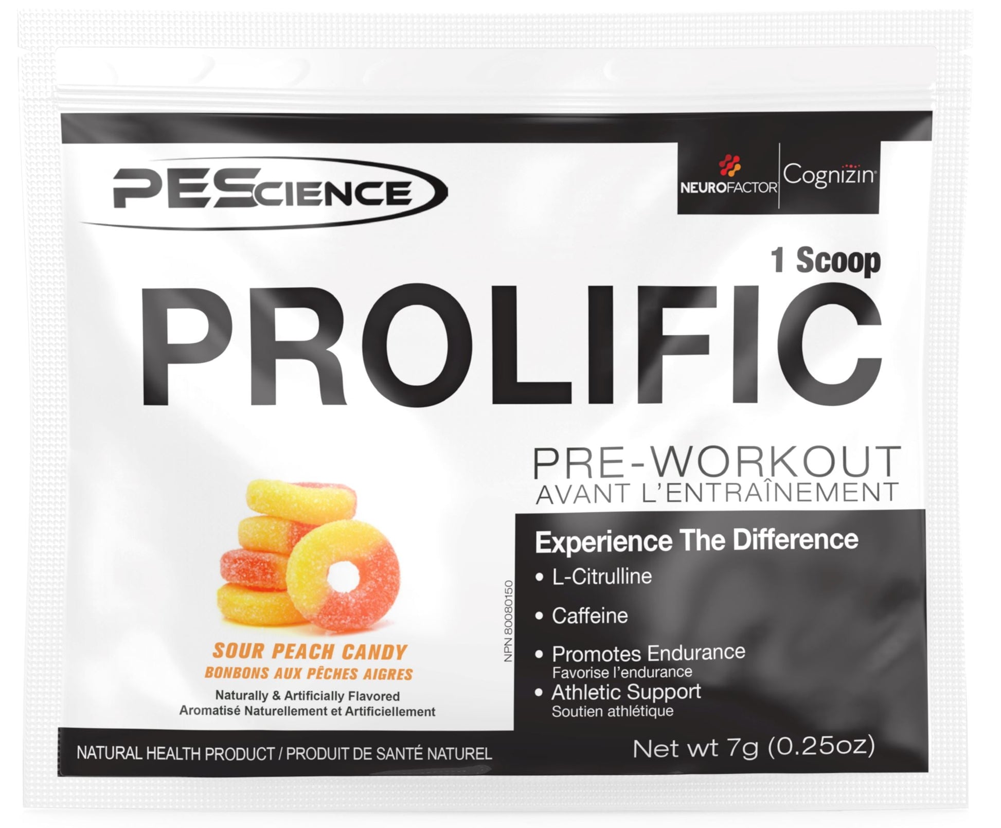 PEScienceCA Prolific Pre-Workout Sour Peach Candy 1 Sample