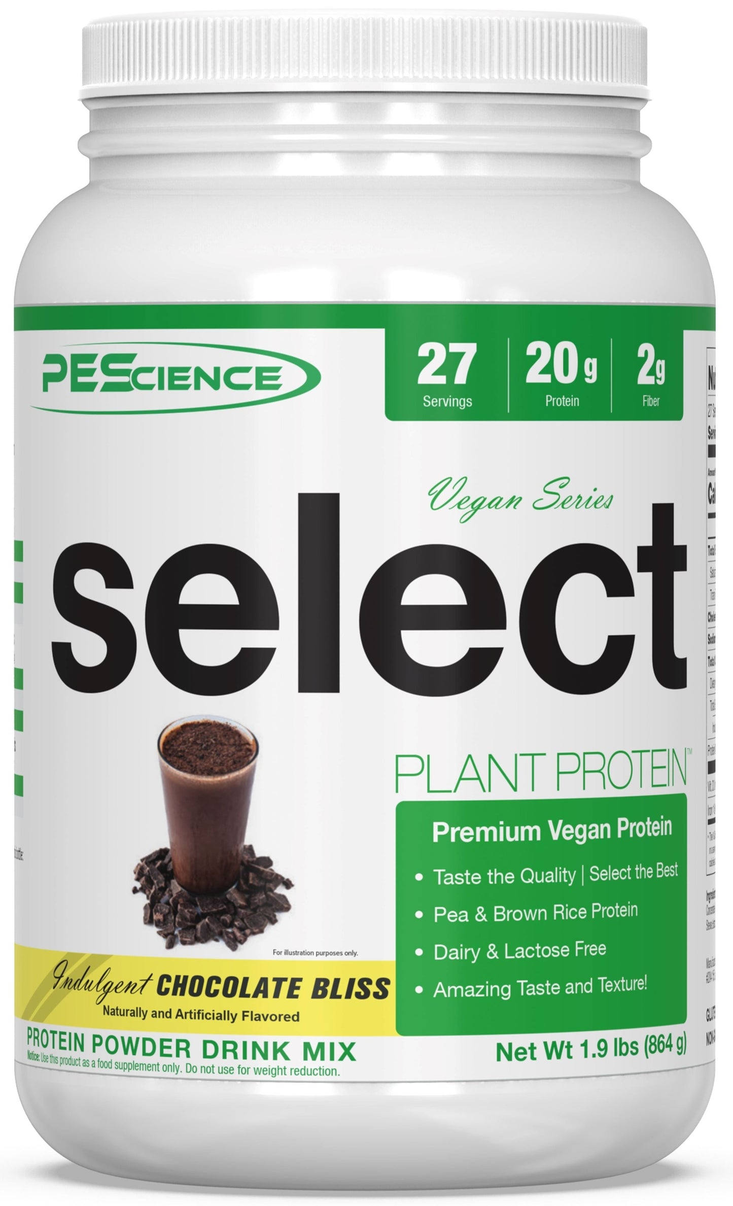 PEScienceCA Select Vegan Protein Vegan Chocolate Bliss 27