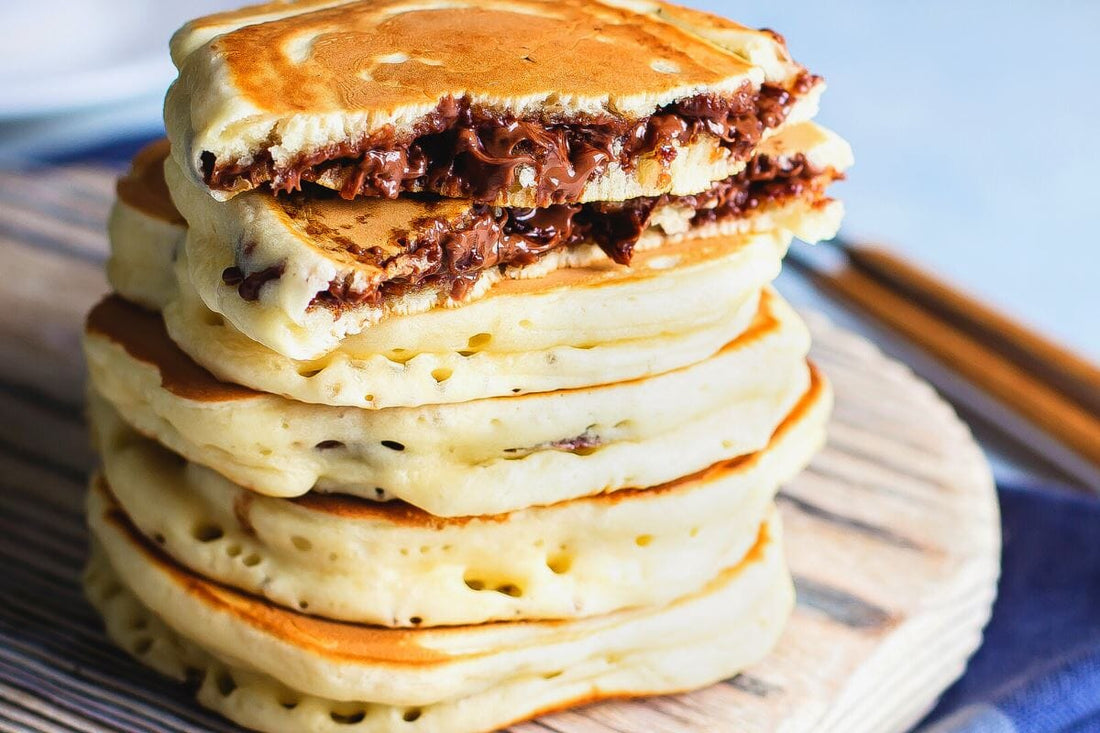 Chocolate Stuffed Protein Pancakes