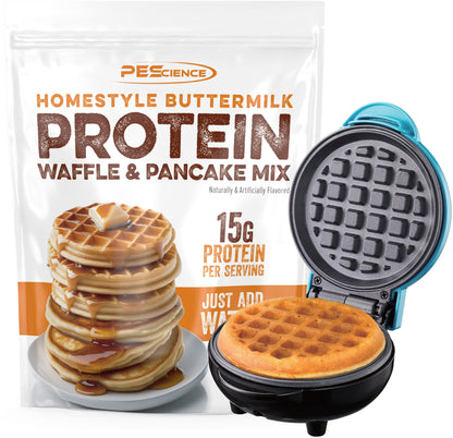 PEScienceCA Protein Pancake & Waffle Mix Buttermilk 12 + Waffle Maker