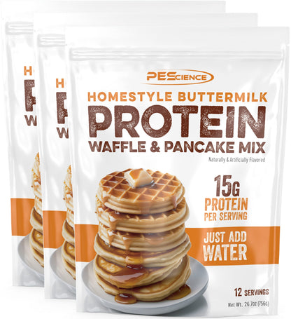 PEScienceCA Protein Pancake & Waffle Mix Buttermilk 36 (3-Pack)