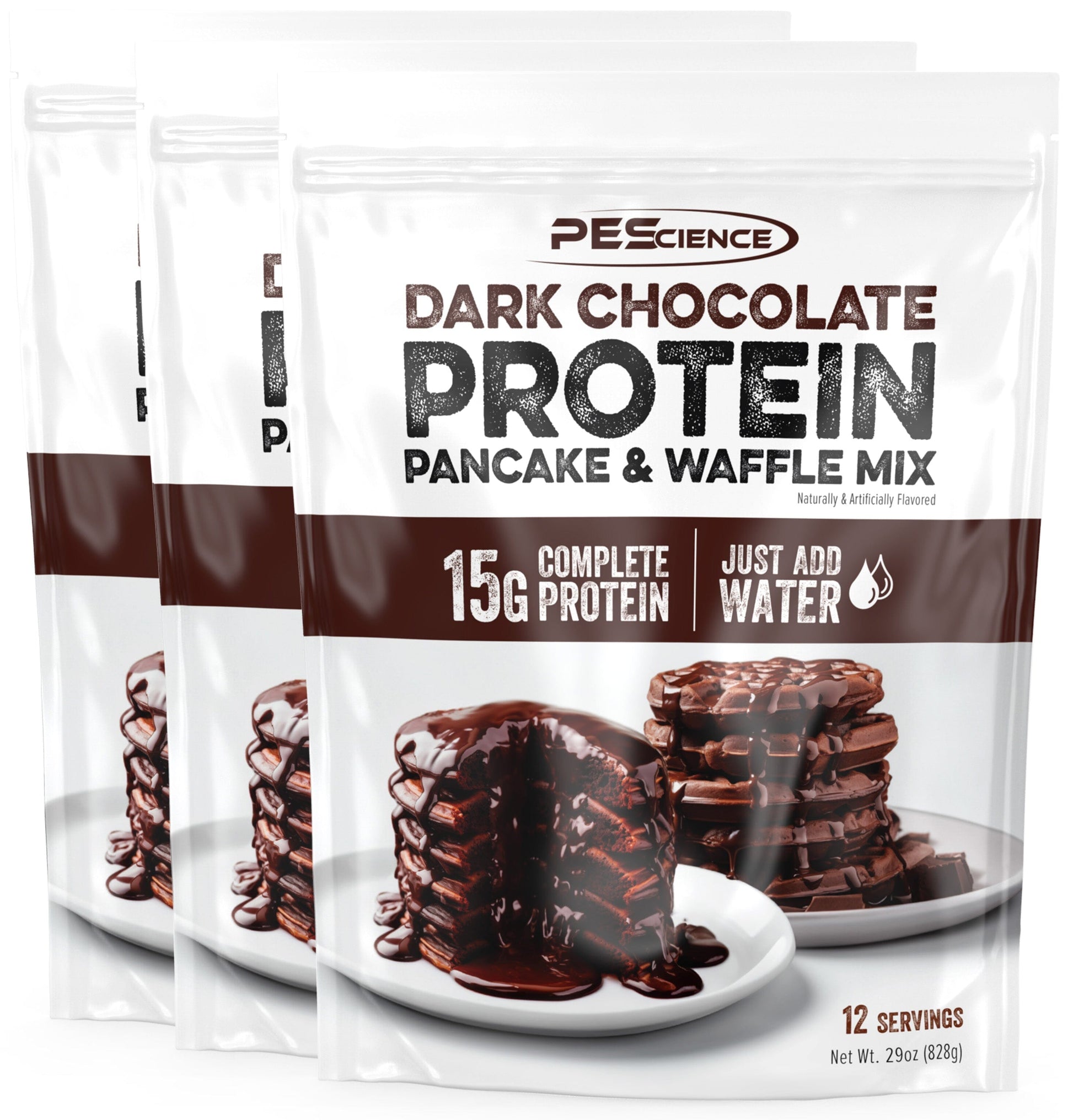 PEScienceCA Protein Pancake & Waffle Mix Dark Chocolate 36 (3-Pack)