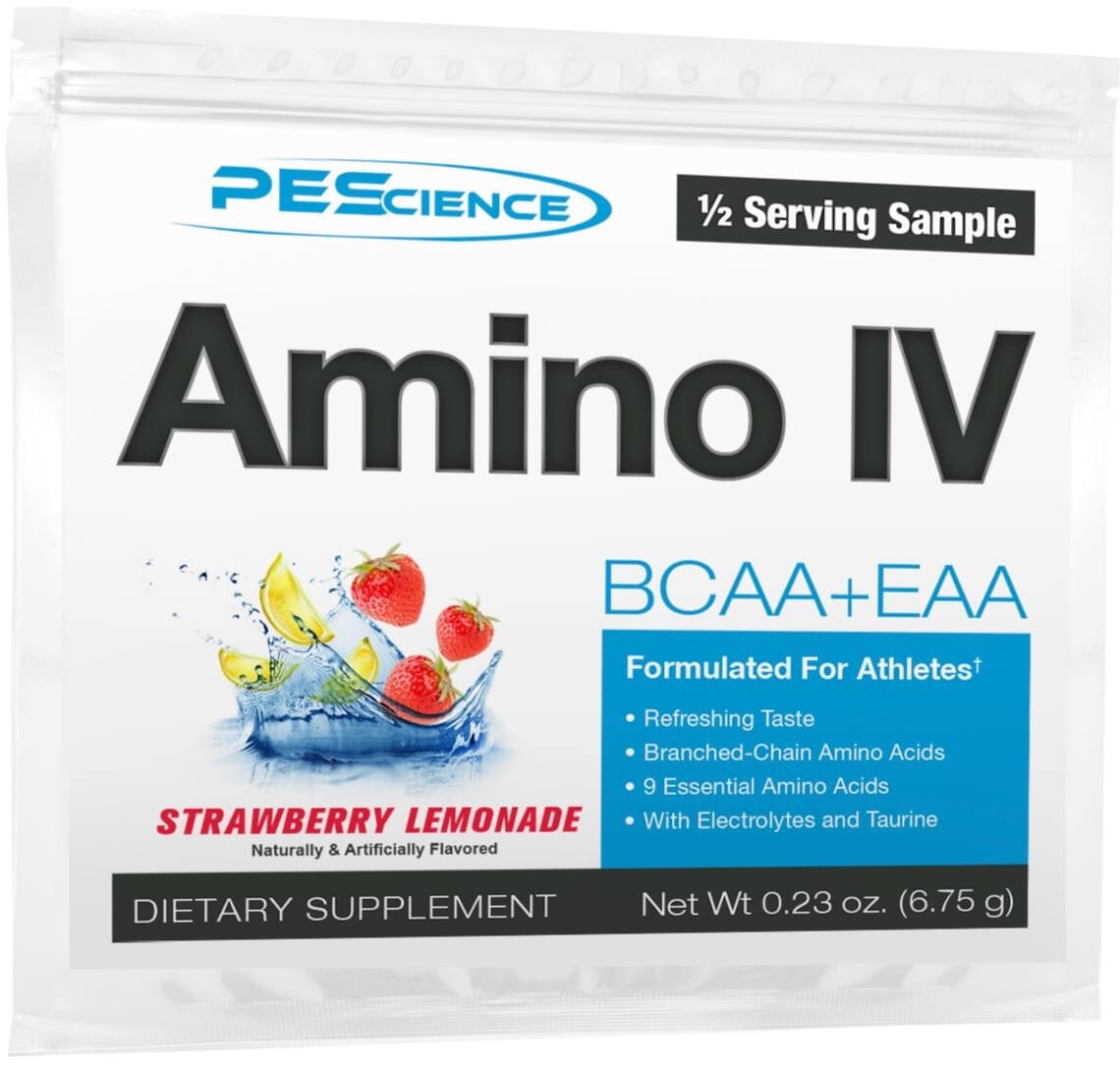 Amino IV Supplement PEScienceCA Strawberry Lemonade 1 Sample 